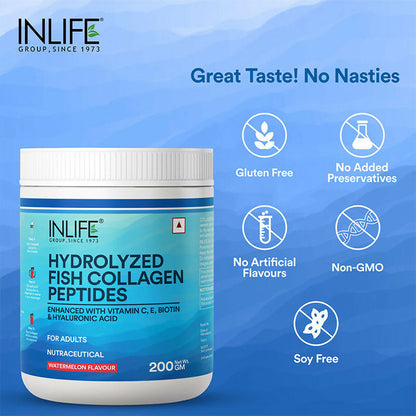 Inlife Hydrolyzed Fish Collagen Peptides Powder - Watermelon