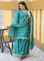Teeya Creation Green Color Chinon Silk Heavy Embroidery Work Fully Stitched Salwar Suit