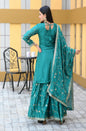 Teeya Creation Green Color Chinon Silk Heavy Embroidery Work Fully Stitched Salwar Suit