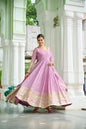 Lorenvalley Fashion Pink Faux Georgette with Embroidered work Anarkali Gown with Dupatta