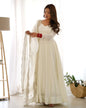 Lehenga Mart Wedding Wear Anarkali Suit With Dupatta - Off White