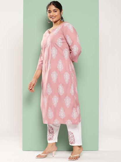 Yufta Plus Size Ethnic Motifs Printed Regular Kurta with Trousers & With Dupatta