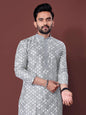 Neera Trendz Grey Soft Silk Embroidered Men's Kurta Pyjama