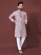 Neera Trendz Light Purple Soft Silk Embroidered Men's Kurta Pyjama