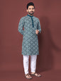 Neera Trendz Teal Soft Silk Embroidered Men's Kurta Pyjama