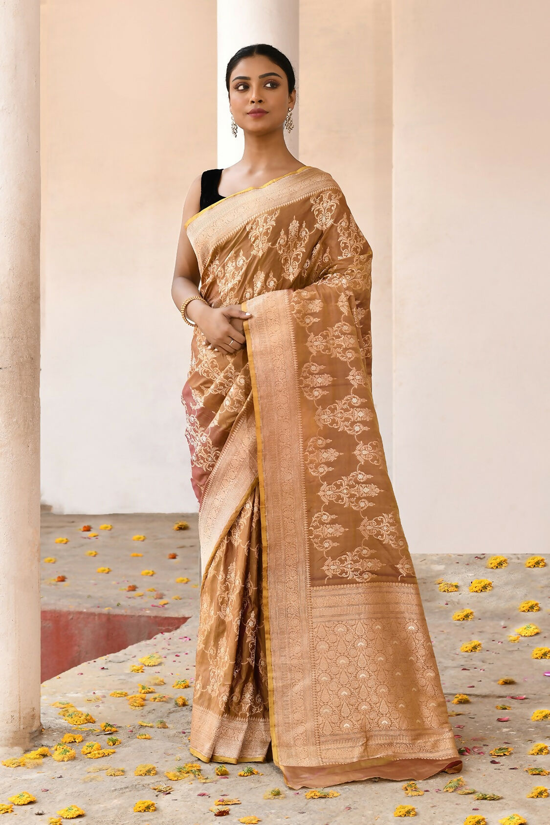 Joban Fashion Olive Pure Katan Pure Handloom Banarasi Silk Saree