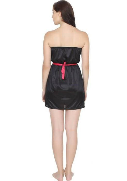 Ruhani HLSC Poly Satin Black Tube Short Nighty Fits Bust (Ruhani-NT-01-FS)