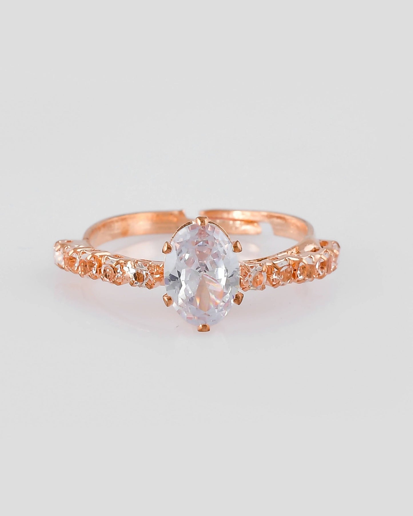 VOJ white CZ-detail Stainless Steel Cubic Zirconia Gold-Polished adjustable finger Ring