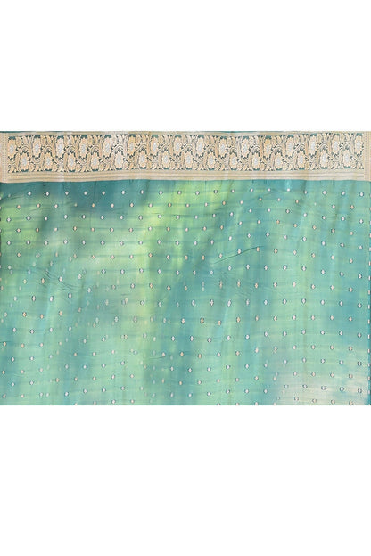 Joban Fashion Green Banarasi Soft Pure Handloom Banarasi Silk Saree