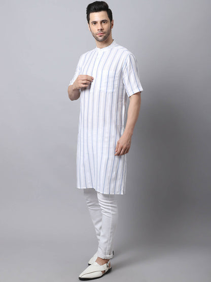 Even Apparels Beige Pure Cotton Men's Kurta With Band Collar