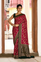 Joban Fashion Hot Pink Crepe Chiffon Pure Handloom Banarasi Silk Saree