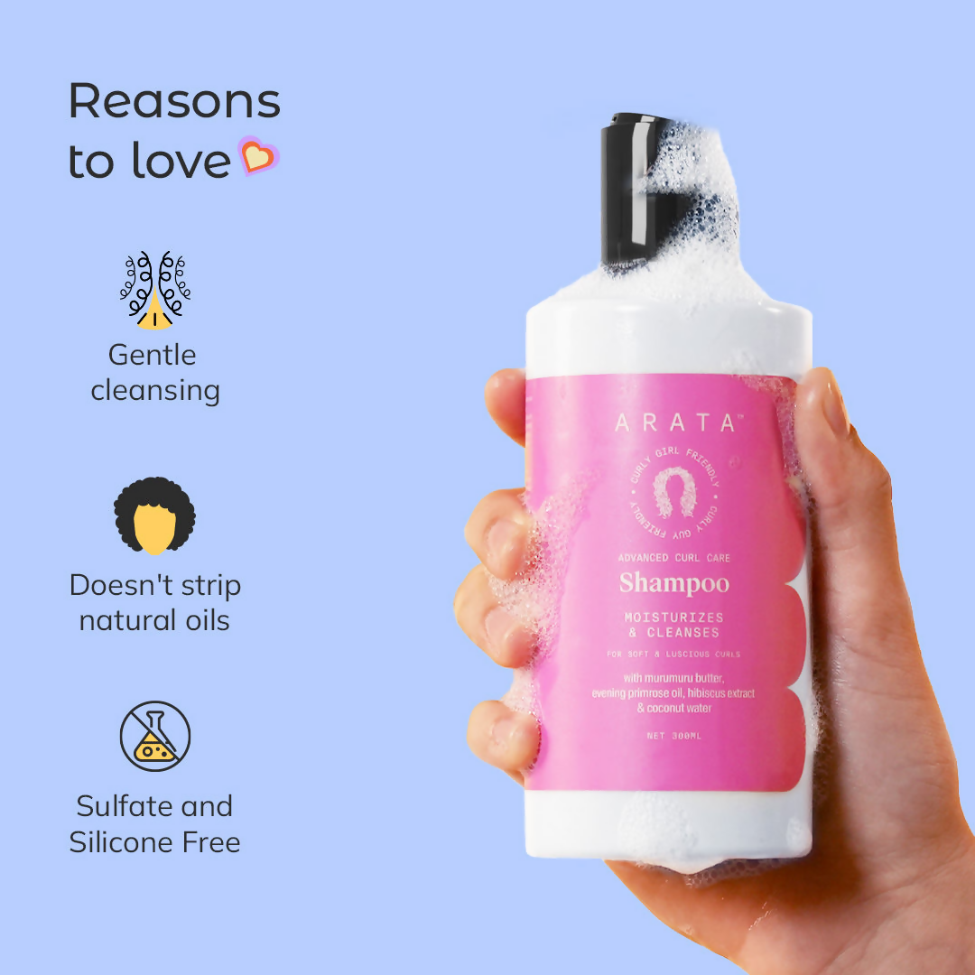 Arata Advanced Curl Care Hair Shampoo For Dry & Frizzy Hair - Murumuru Butter Evening Primrose Oil