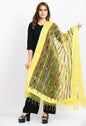 Mominos Fashion Moeza Women's Orgenza Multi Thread Mirror Work Lemon Yellow Dupatta