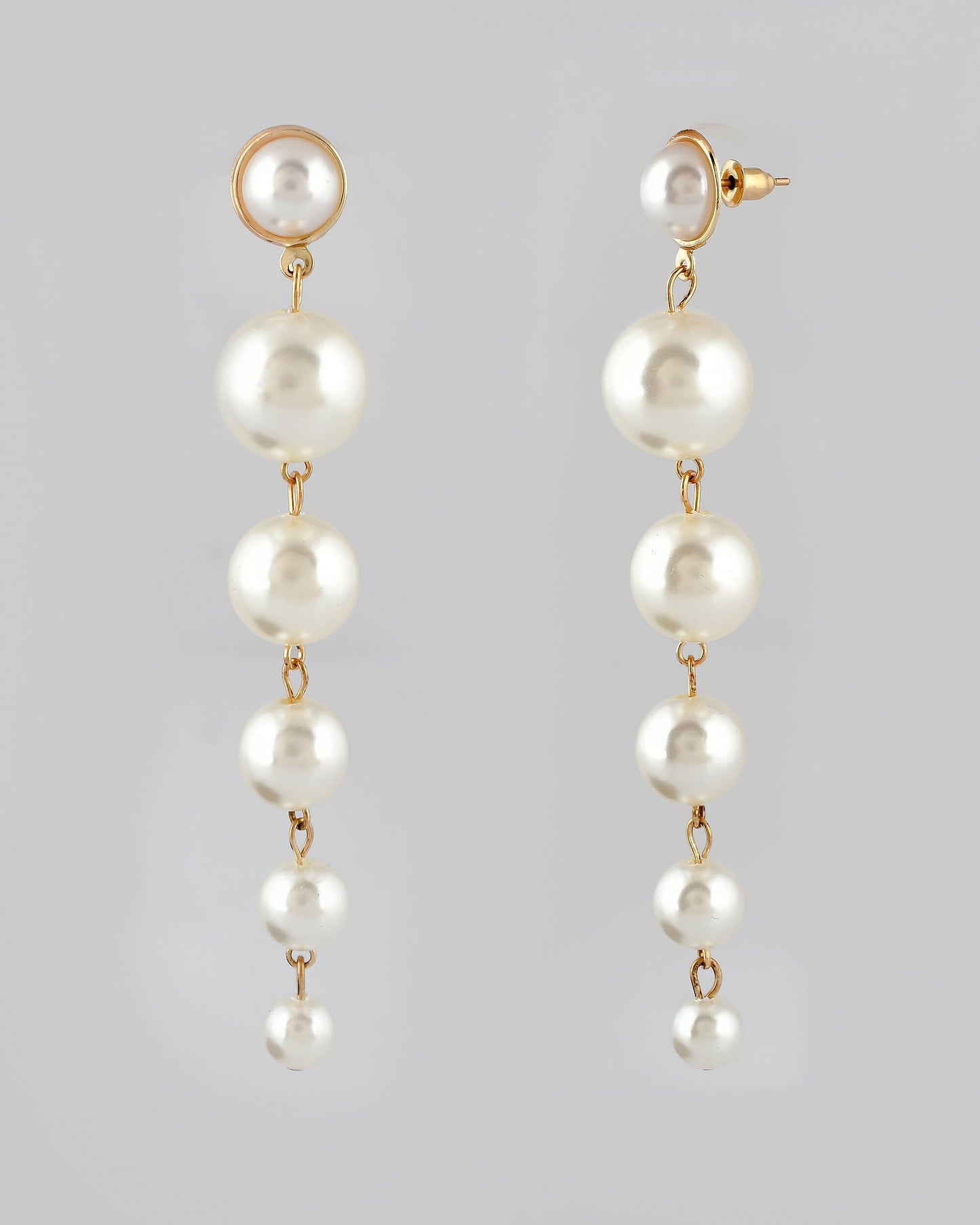 VOJ Women Gold Tone Pearl Stainless Steel Drops & Danglers Earrings