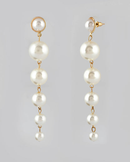 VOJ Women Gold Tone Pearl Stainless Steel Drops & Danglers Earrings