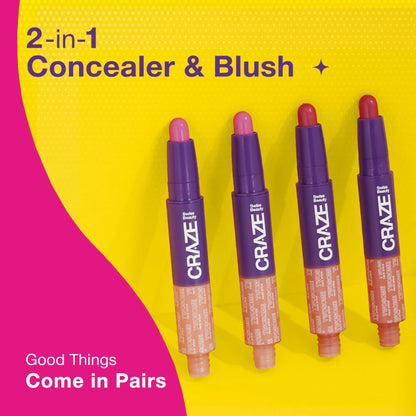 Swiss Beauty Craze Twosome Face Stick 2-In-1 Beauty Wand Concealer and Blush - 4 Deep - Pink