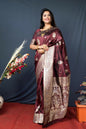 Jyoti Fashion Women's Brown Paithani Silk Zari Woven Saree with Blouse