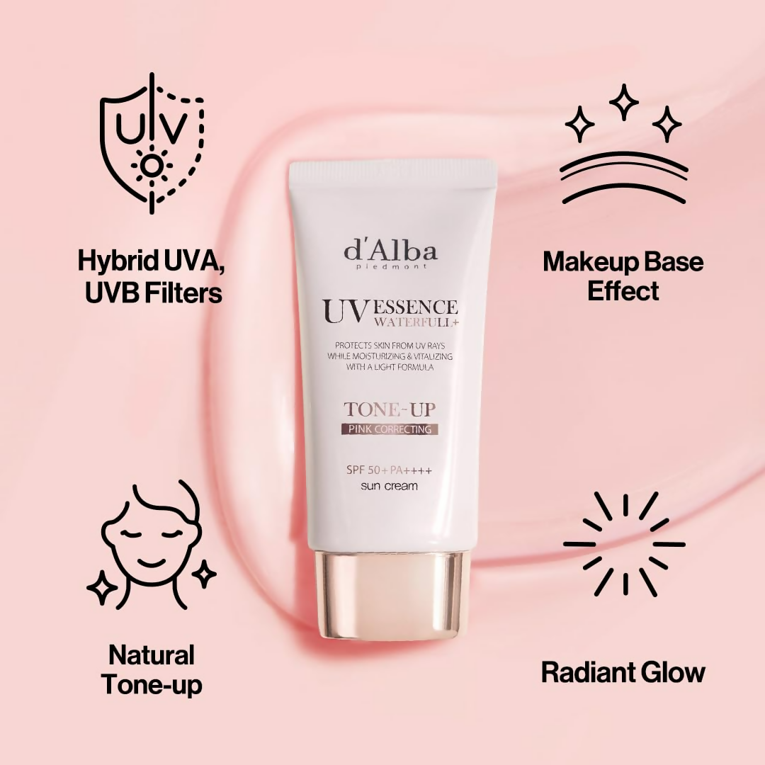 d'Alba Piedmont Italian White Truffle Waterfull Tone-Up Sunscreen Vegan Skincare Tinted Moisturizer With Spf 50+ Pa+++