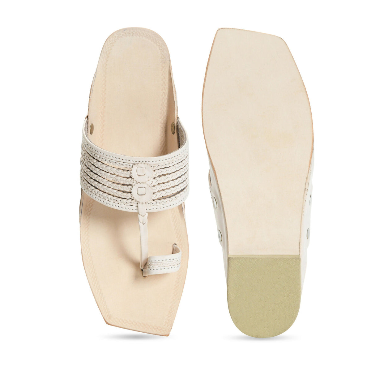 Stepsoft Men'S Natural Square Toe Kolhapuri Chappal | Original Handcrafted Leather Ethnic Slippers