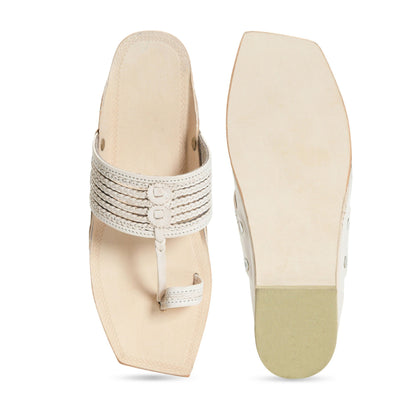 Stepsoft Men'S Natural Square Toe Kolhapuri Chappal | Original Handcrafted Leather Ethnic Slippers