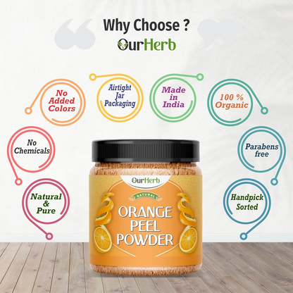 OurHerb Pure & Natural Orange Peel Powder For Face Pack With Vitamin C & Antioxidants