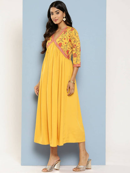 Ahalyaa Women's Traditional wear Ethnic Dress - Mustard