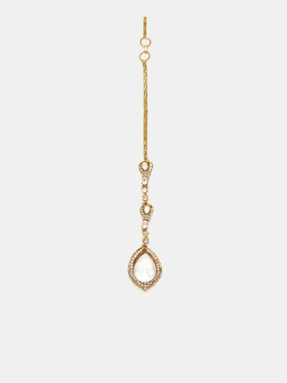 Ruby Raang 22k Gold Polished Kundan Maang Tikka
