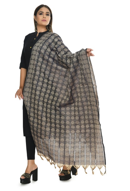 Mominos Fashion Moeza Beautiful Handloom Cotton Navy Blue Dupatta