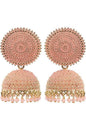 Mominos Fashion Joharkamal Gold-Polished Meenakari Jhumkas For Women & Girls (Peach)
