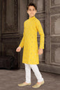 Neera Trendz Yellow Cotton Blend Mirror Work Kid's Kurta With Pyjama