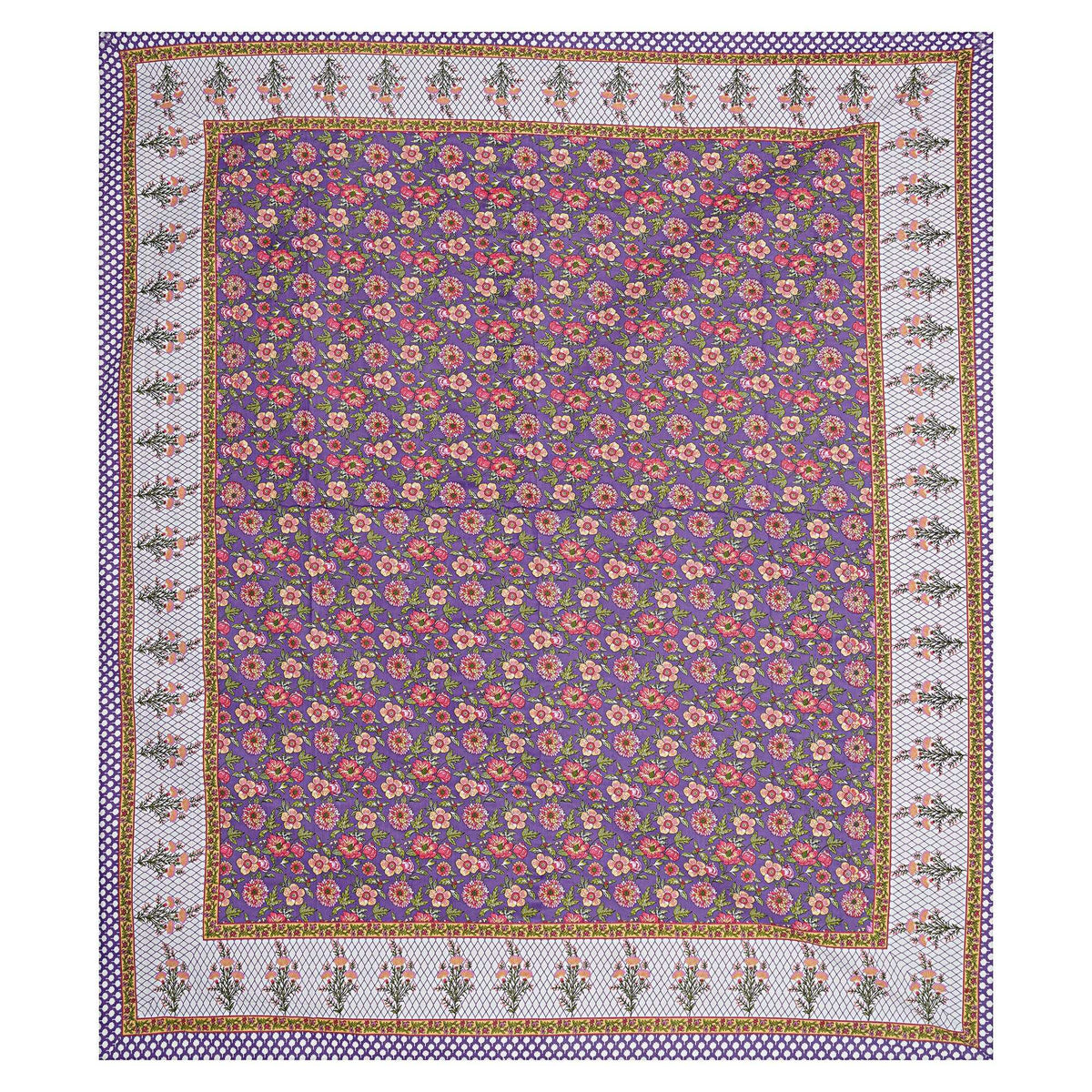 Rudra Bazaar Purple 210 TC Cotton Double King Bedsheet With 2 Pillow Covers