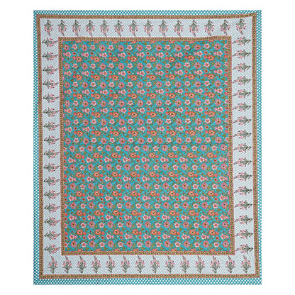 Rudra Bazaar Turquoise Blue 210 TC Cotton Double King Bedsheet With 2 Pillow Covers