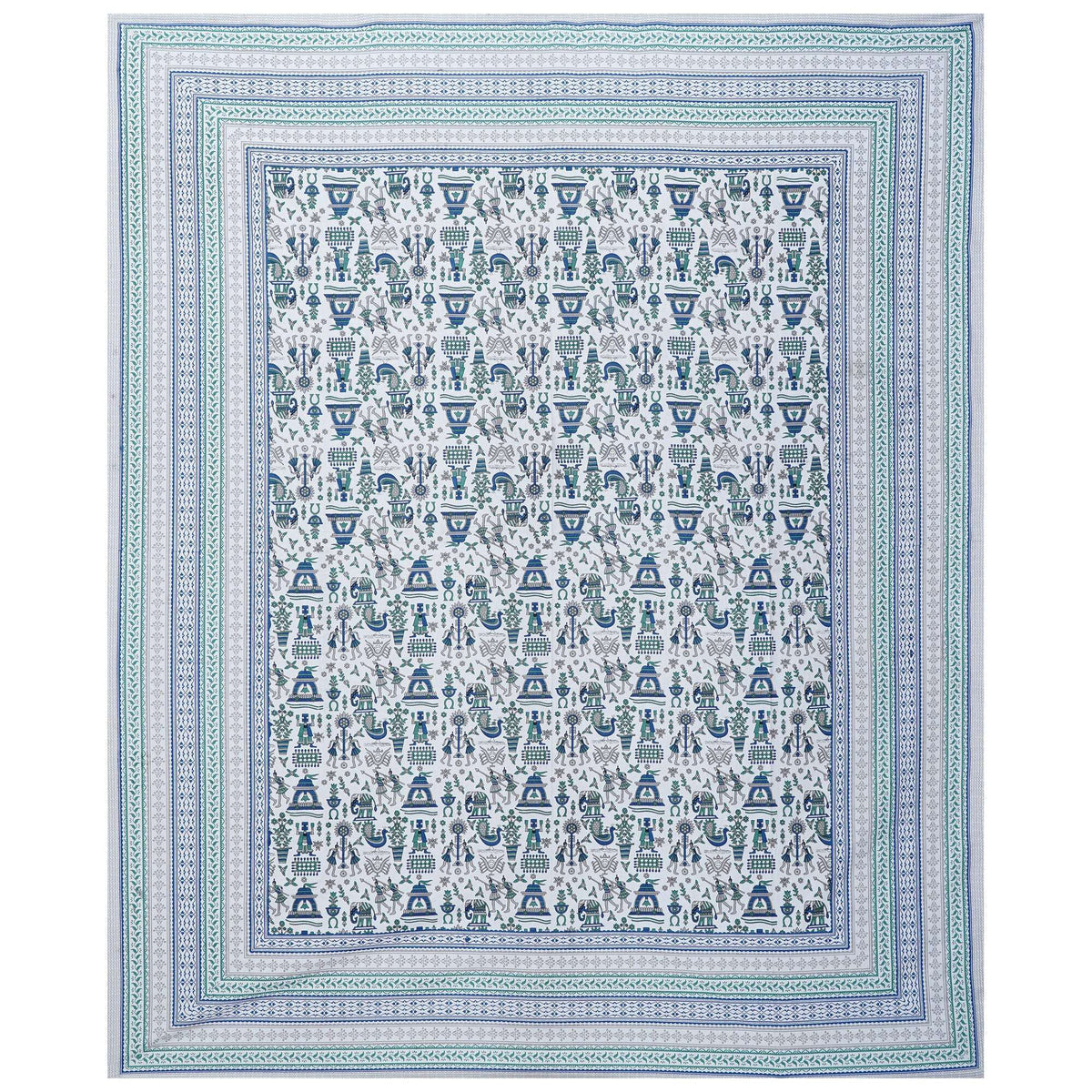 Rudra Bazaar Turquoise Blue 210 TC Cotton Double King Bedsheet With 2 Pillow Covers