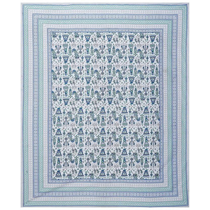 Rudra Bazaar Turquoise Blue 210 TC Cotton Double King Bedsheet With 2 Pillow Covers