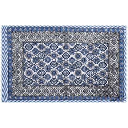 Rudra Bazaar Blue 210 TC Cotton Double King Bedsheet With 2 Pillow Covers