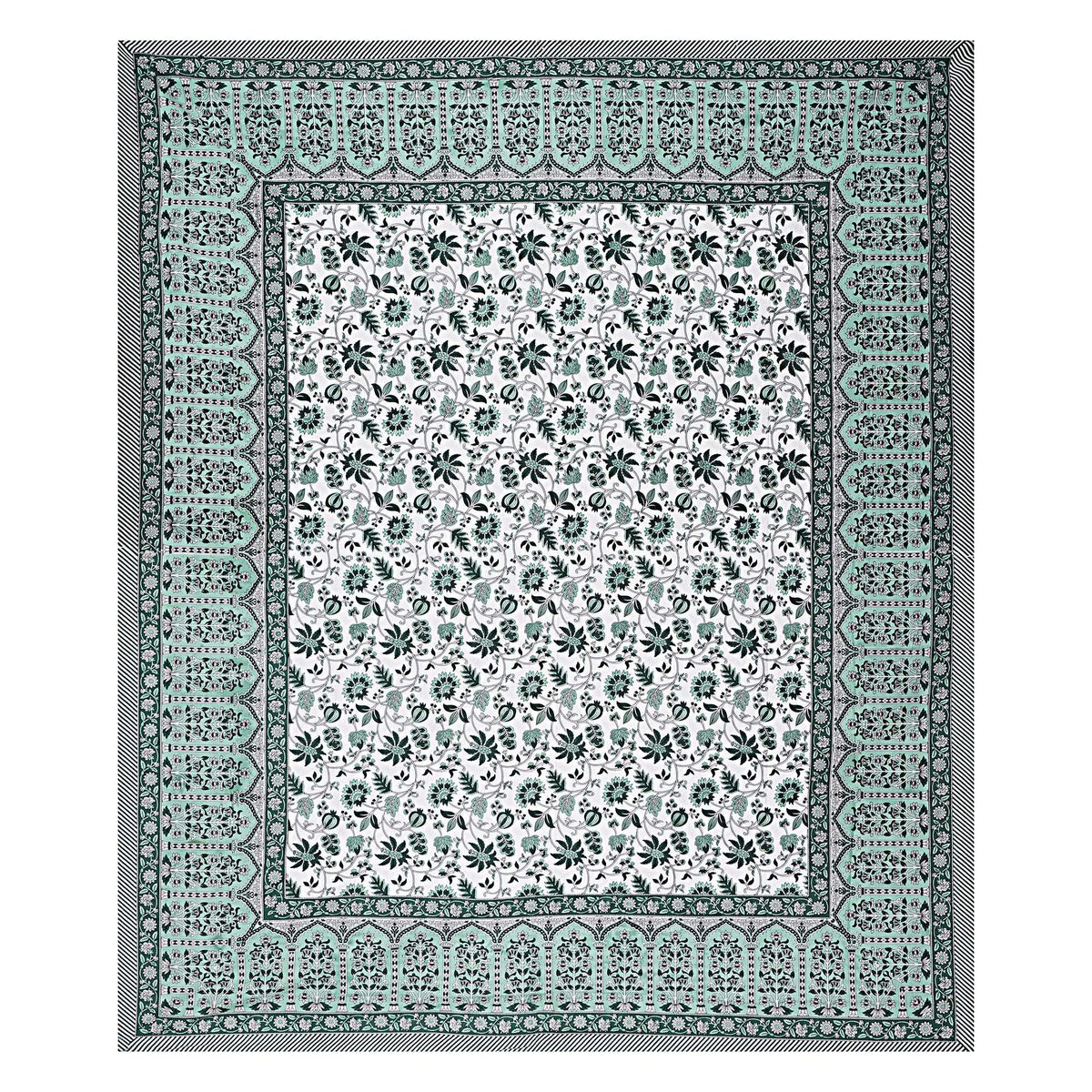 Rudra Bazaar Sea Green 210 TC Cotton Double King Bedsheet With 2 Pillow Covers