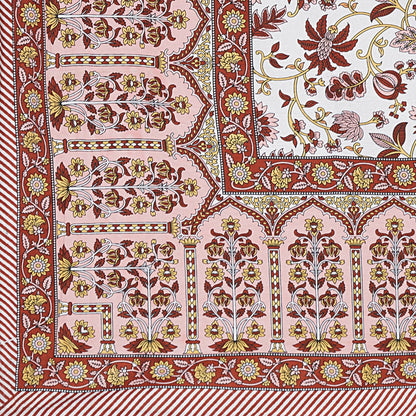 Rudra Bazaar Peach 210 TC Cotton Double King Bedsheet With 2 Pillow Covers