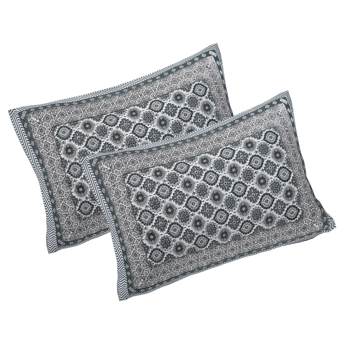 Rudra Bazaar Grey 210 TC Cotton Double King Bedsheet With 2 Pillow Covers