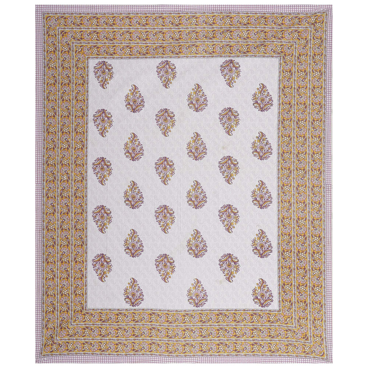 Rudra Bazaar Purple Gold 210 TC Cotton Double King Bedsheet With 2 Pillow Covers