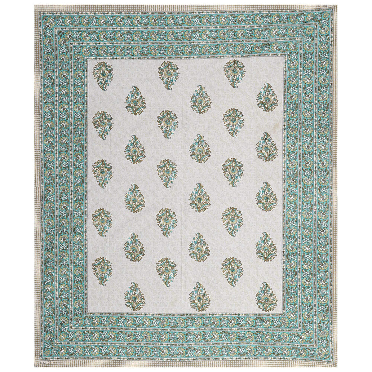 Rudra Bazaar Green 210 TC Cotton Double King Bedsheet With 2 Pillow Covers