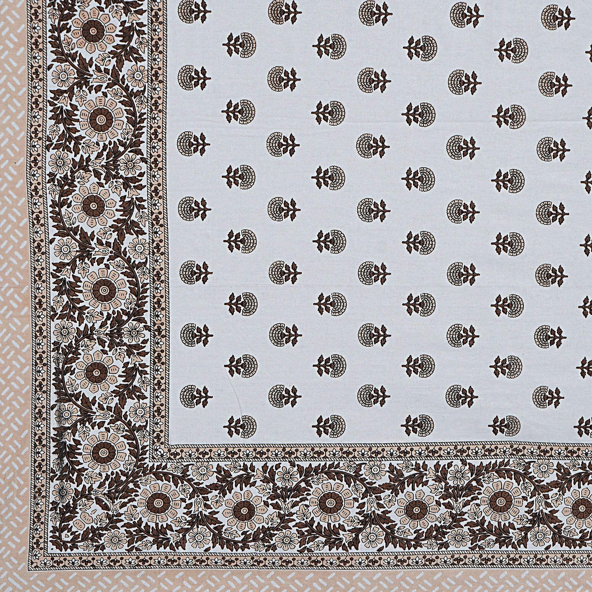 Rudra Bazaar Brown 210 TC Cotton Double King Bedsheet With 2 Pillow Covers