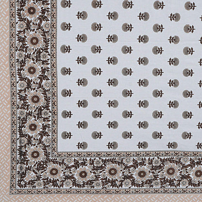 Rudra Bazaar Brown 210 TC Cotton Double King Bedsheet With 2 Pillow Covers