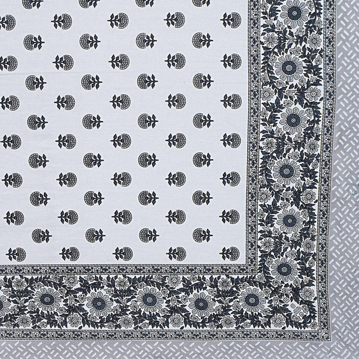 Rudra Bazaar Grey 210 TC Cotton Double King Bedsheet With 2 Pillow Covers