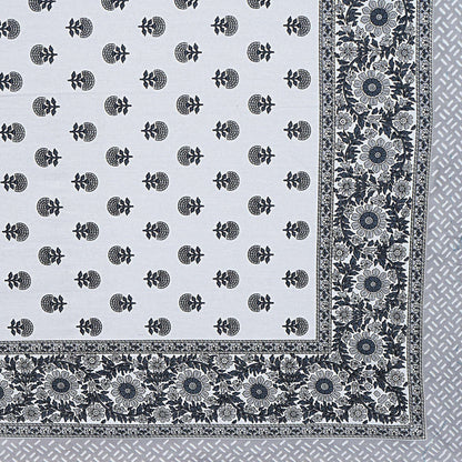 Rudra Bazaar Grey 210 TC Cotton Double King Bedsheet With 2 Pillow Covers