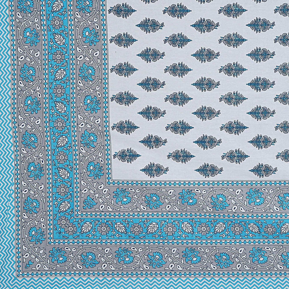 Rudra Bazaar Turquoise Blue 210 TC Cotton Double King Bedsheet With 2 Pillow Covers