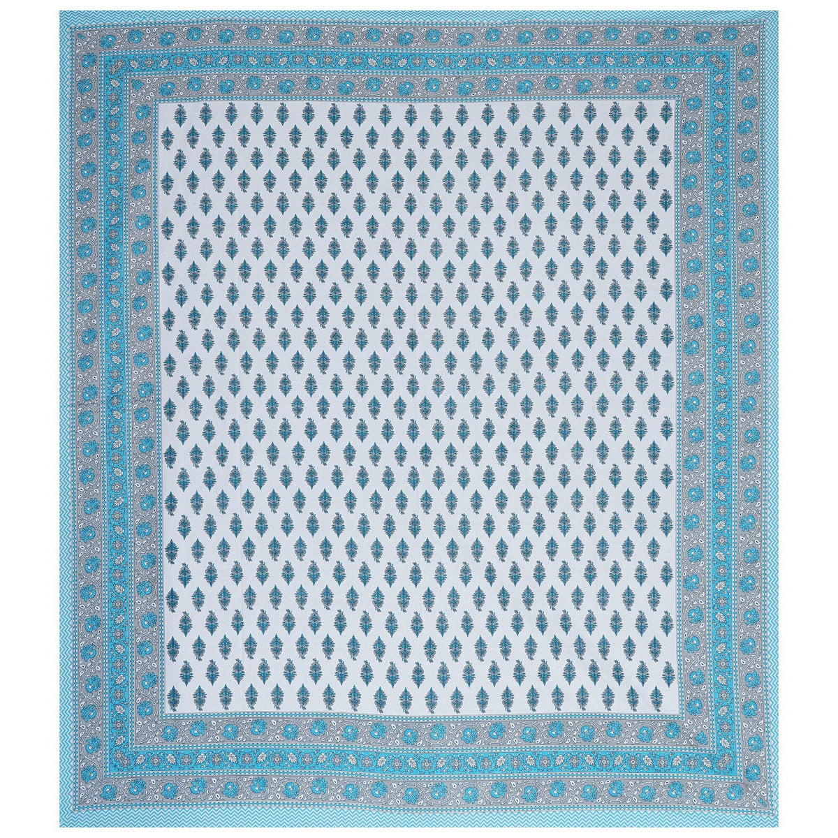 Rudra Bazaar Turquoise Blue 210 TC Cotton Double King Bedsheet With 2 Pillow Covers