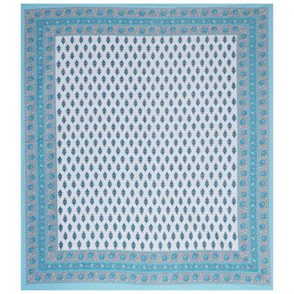 Rudra Bazaar Turquoise Blue 210 TC Cotton Double King Bedsheet With 2 Pillow Covers