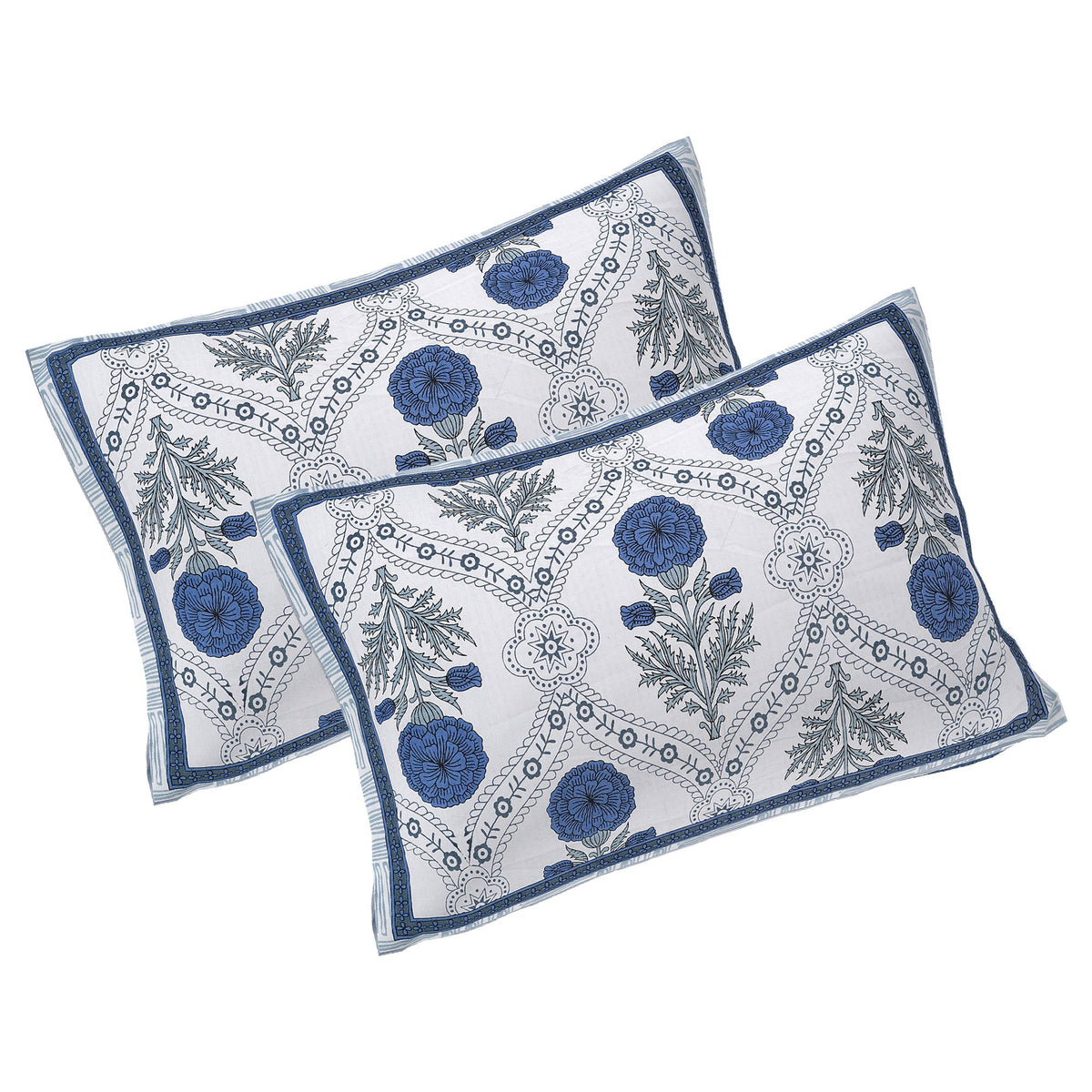 Rudra Bazaar Blue 210 TC Cotton Double King Bedsheet With 2 Pillow Covers