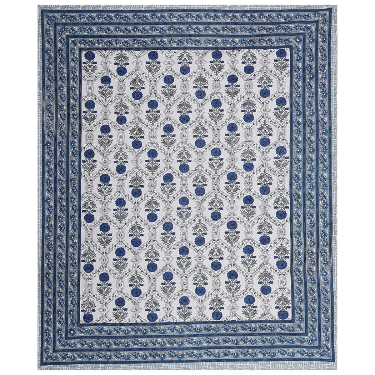 Rudra Bazaar Blue 210 TC Cotton Double King Bedsheet With 2 Pillow Covers