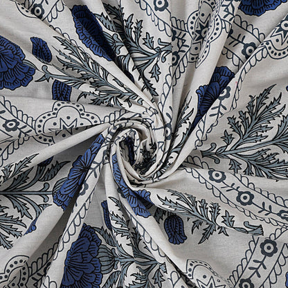 Rudra Bazaar Blue 210 TC Cotton Double King Bedsheet With 2 Pillow Covers